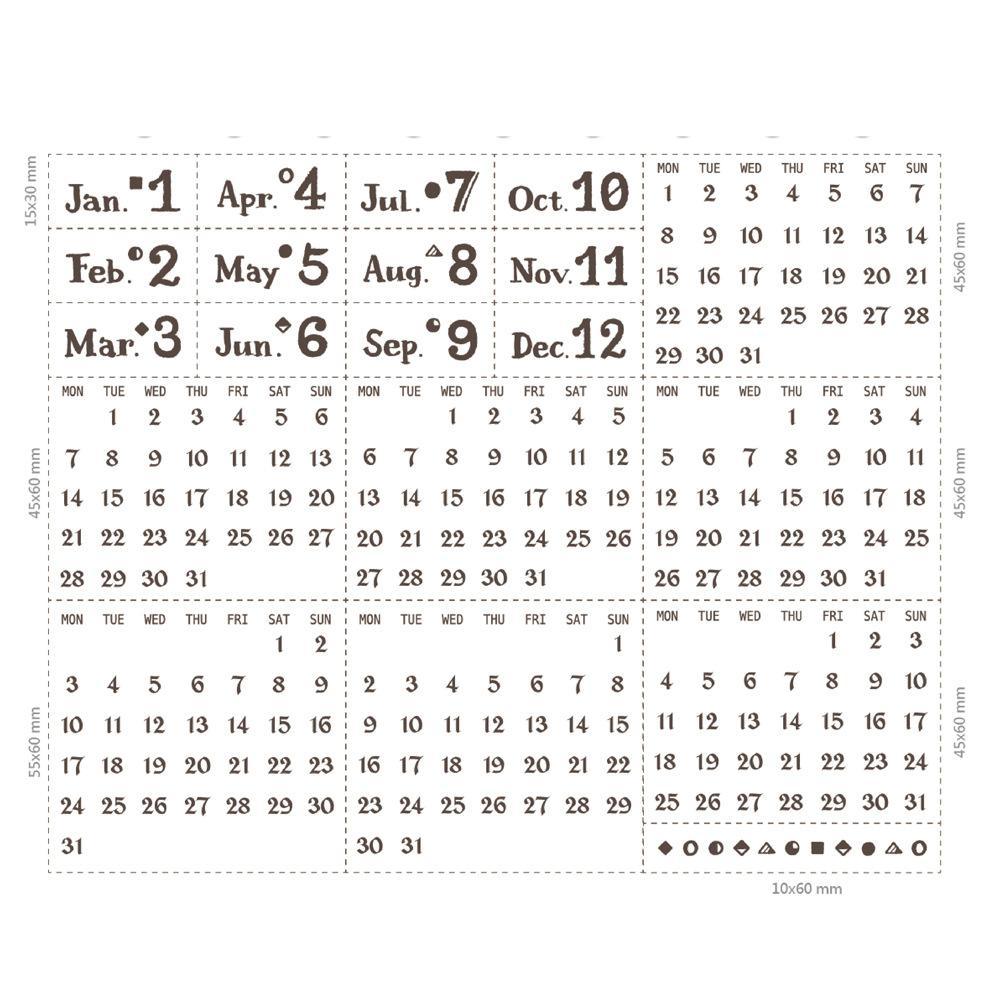 Decorative Stamps - Perpetual Calendar Stamp Set for Bullet Journal -