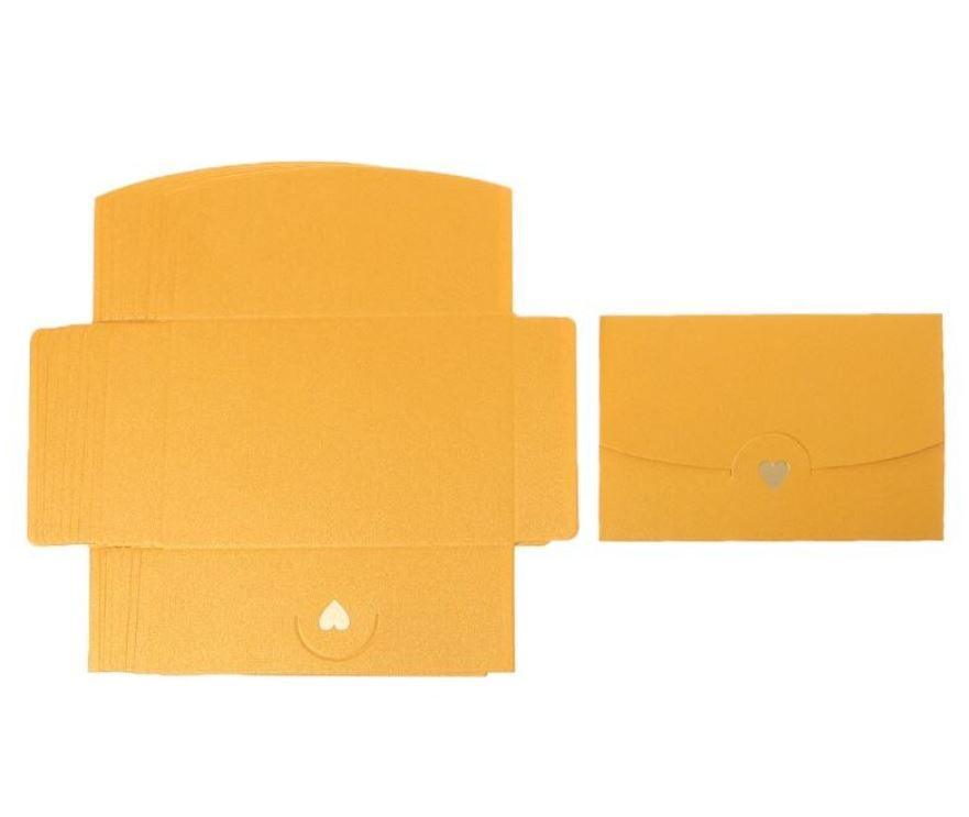 Envelopes - Small Greeting Card Envelopes with Embossed Golden Heart and Pearlescent Finish -