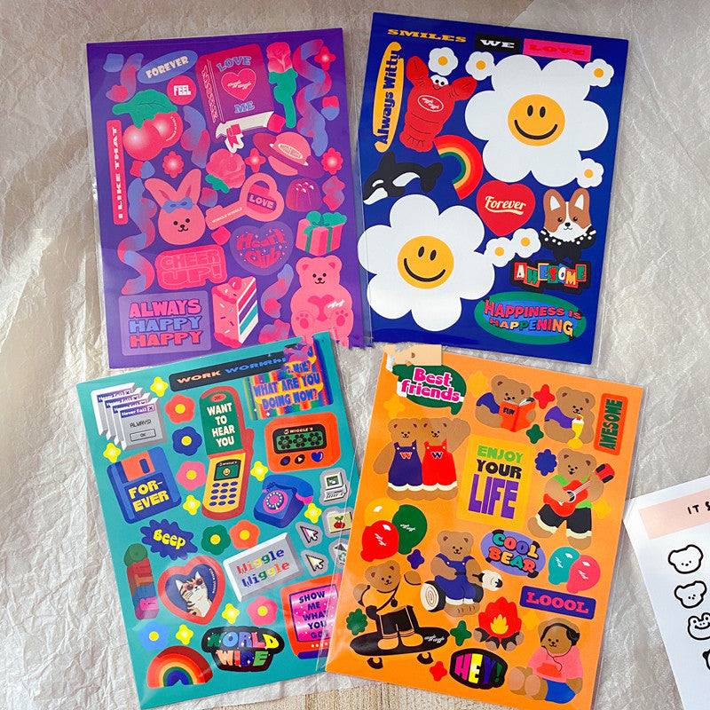 Sticker Sheets - Retro Kawaii Stickers - Enjoy your Life/Wiggle Wiggle