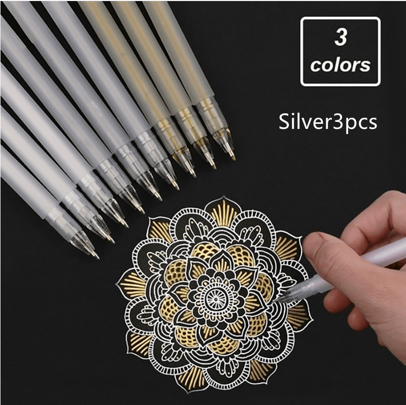 Gel Pen Sets - Gel Pen Set - White, Silver, and Gold - Silver