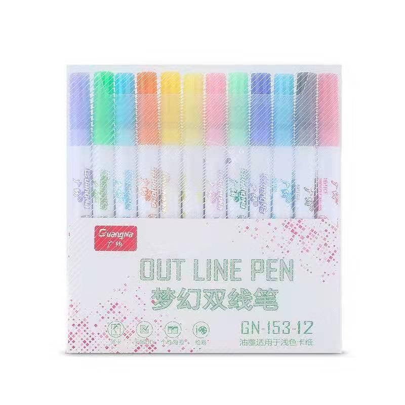 Paint Markers - GuangNa Out Line Metallic Pen Set - 12 colors