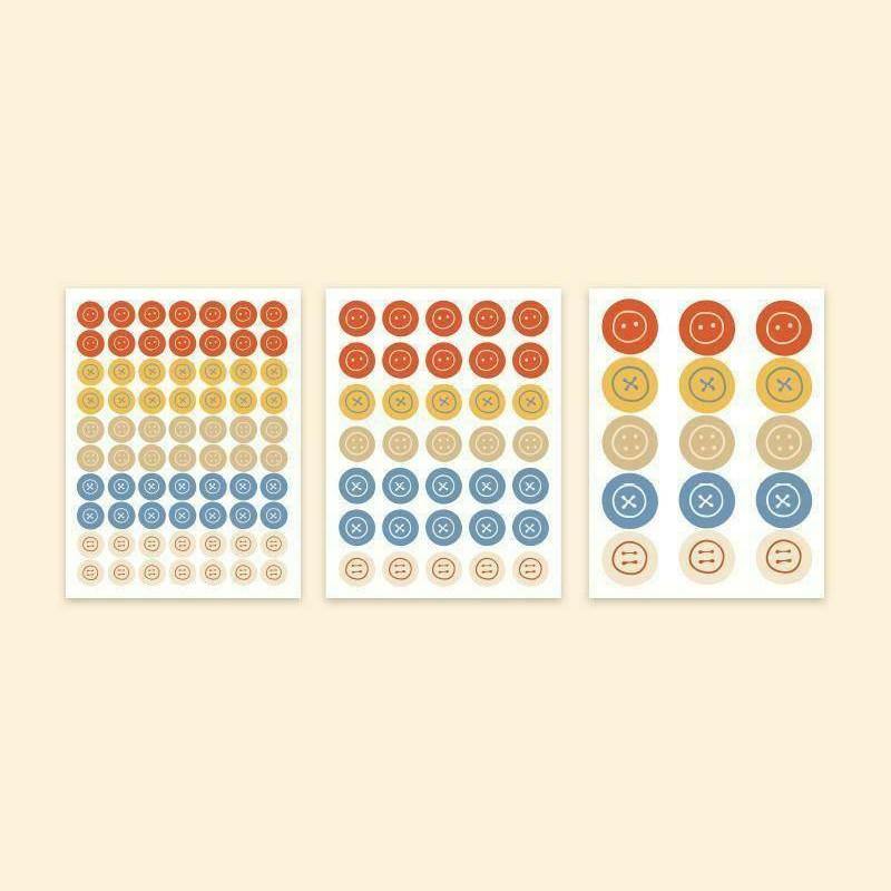Sticker Sheets - Earth Tone Kawaii Stickers - Button