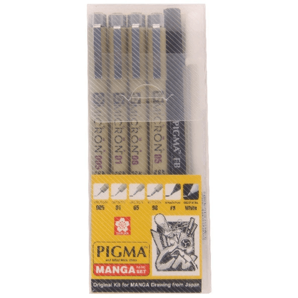 Fineliner Pens - Sakura Pigma Micron Fineliner Pen Set - Sakura Pigma Manga - 6 pcs