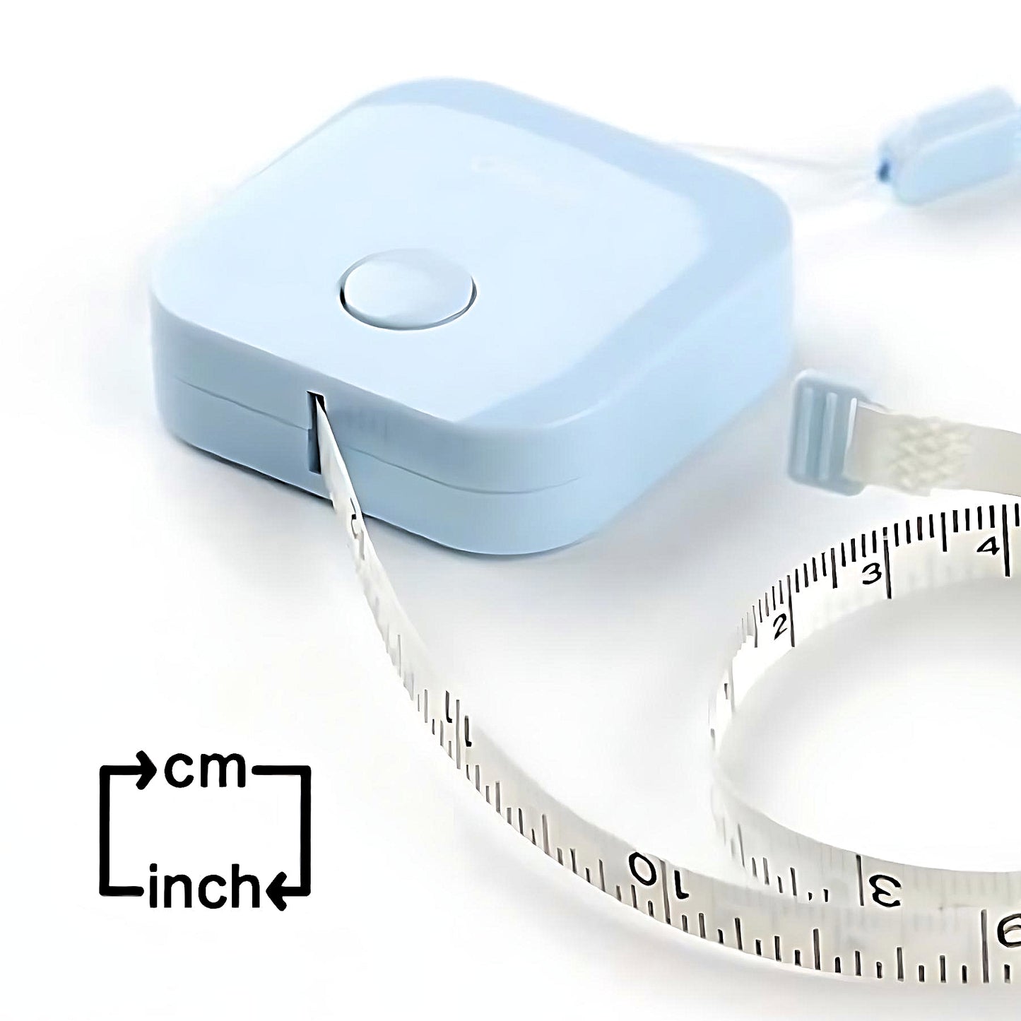 a sky blue Deli small tape measure