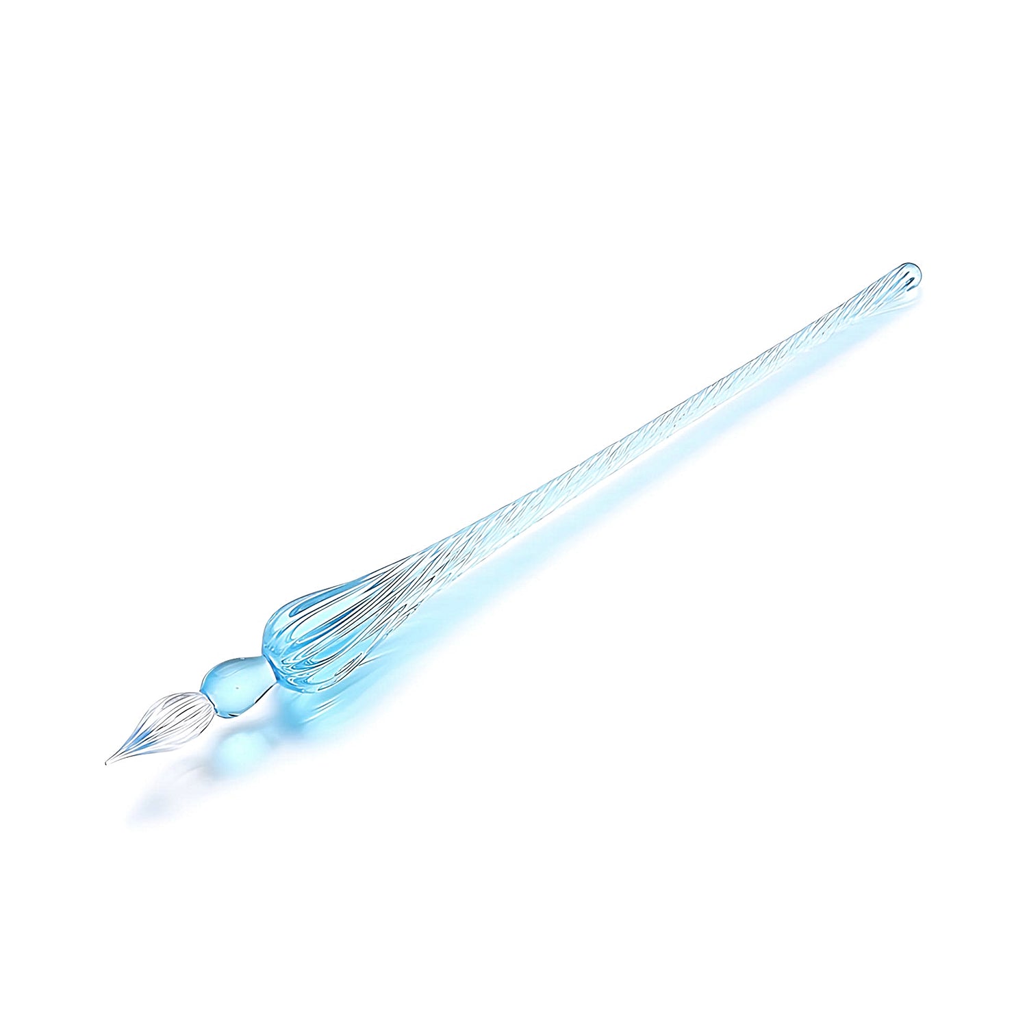 a sky blue glass dip pen