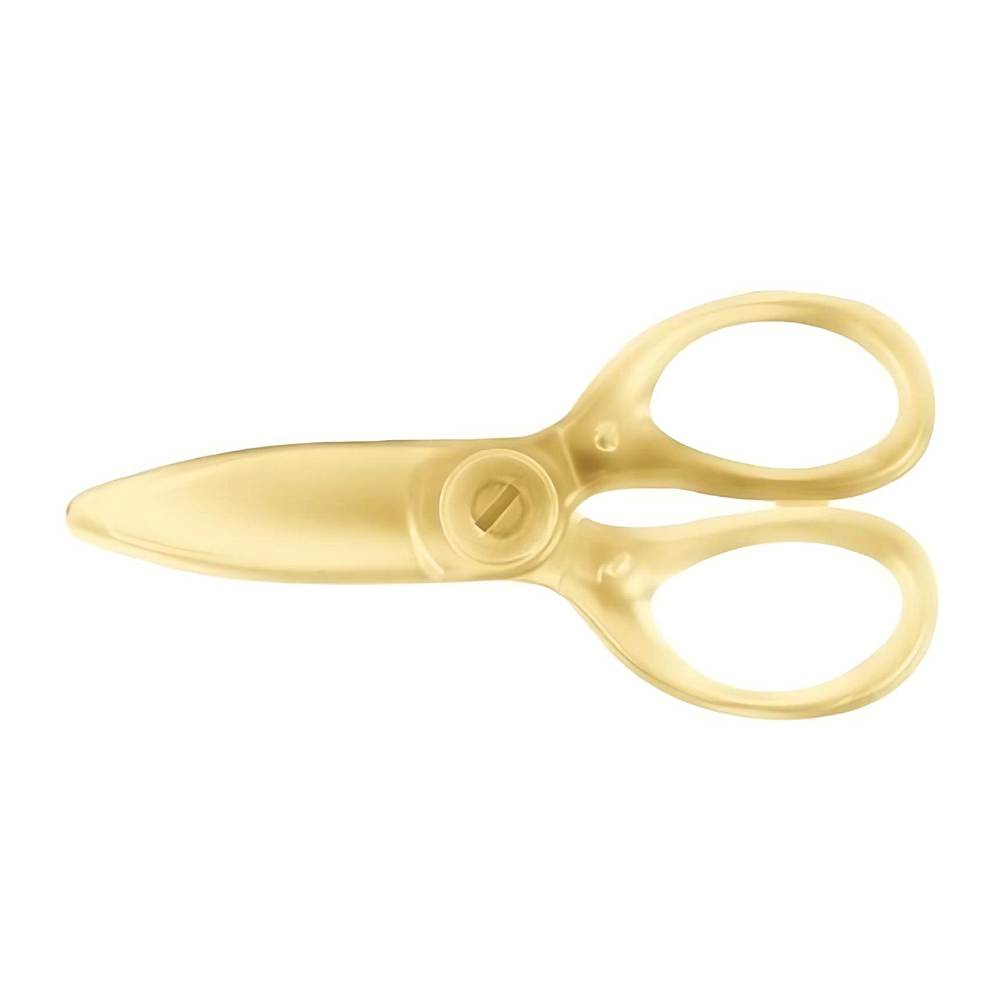 Kokuyo plastic scissors in yellow color on a white background