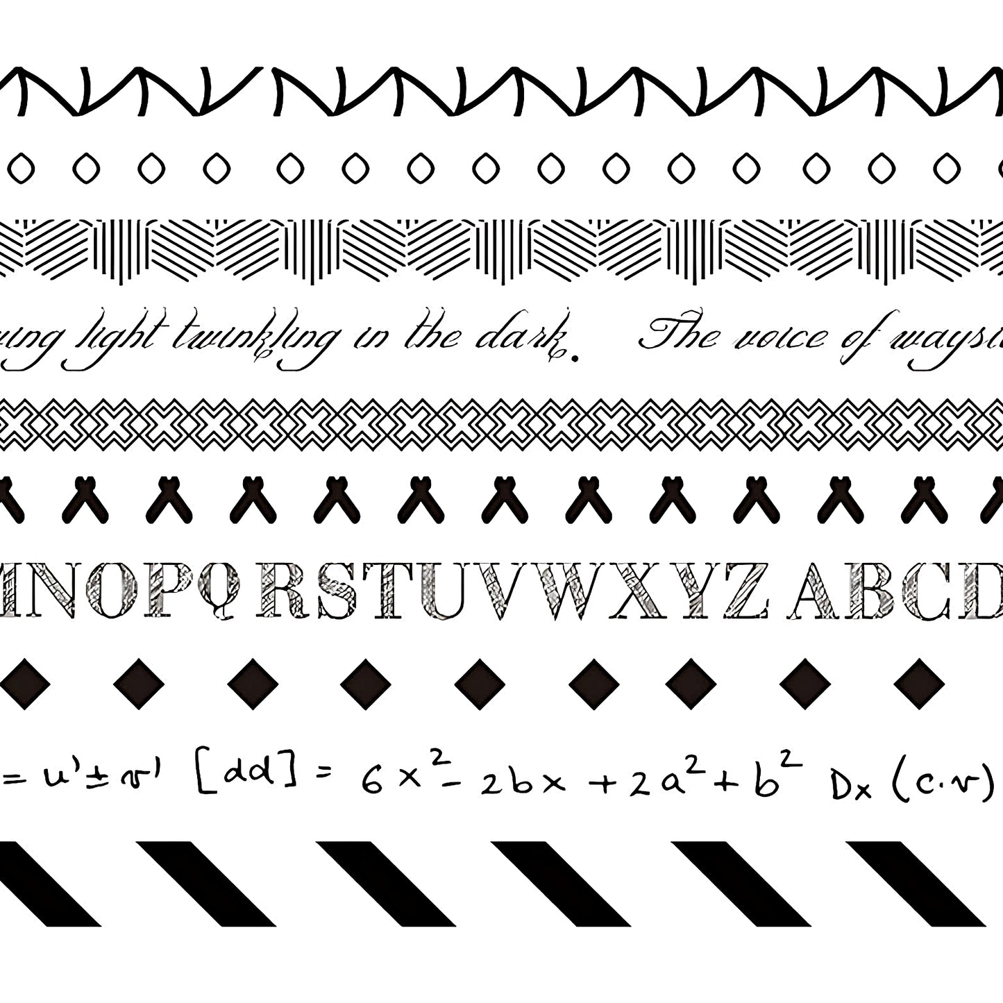a thin washi tape set in black and white