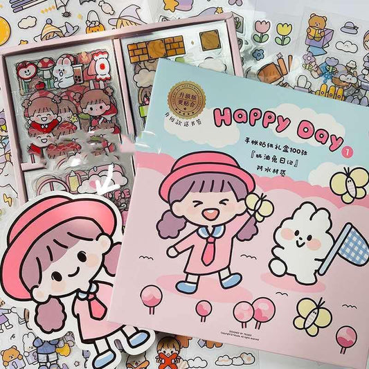 Stationery Sets - Cute Character Sticker Gift Box - Happy day