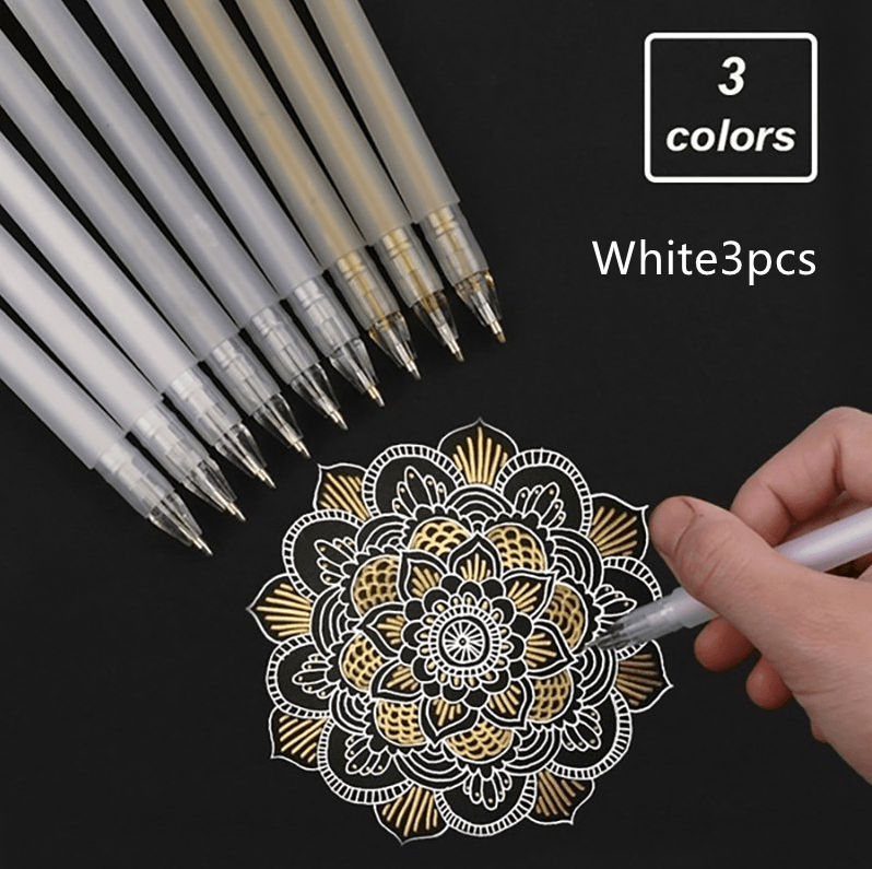 Gel Pen Sets - Gel Pen Set - White, Silver, and Gold - White